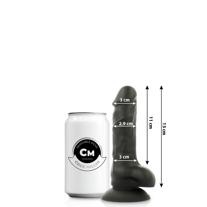 COCK MILLER – SILICONE DENSITÉ COCKSIL ARTICULABLE NOIR 13 CM