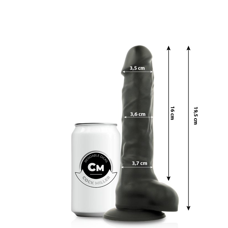 COCK MILLER – GODE RÉALISTE SILICONE DENSITÉ ARTICULABLE NOIR 19,5 CM