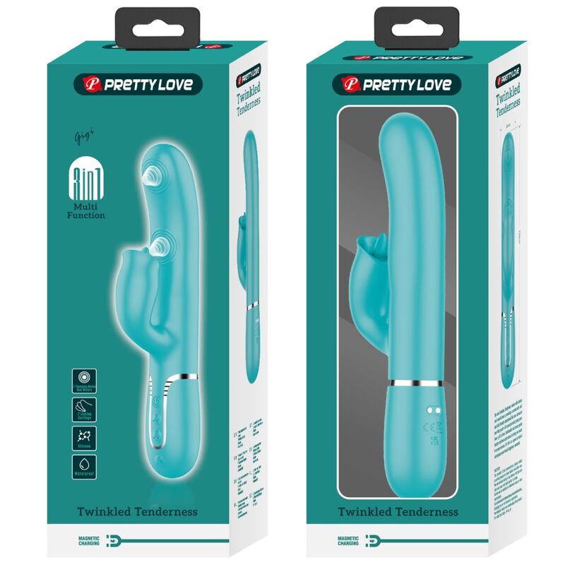 PRETTY LOVE – VIBRATEUR LAPIN À LÉCHER VERT AQUA