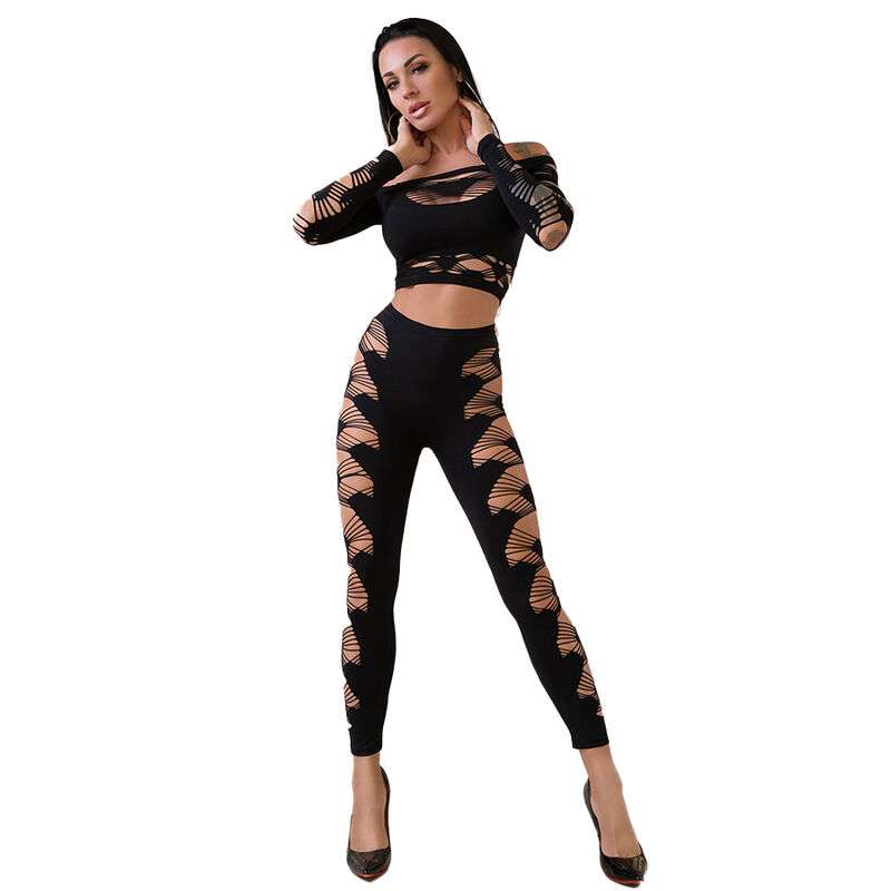 CHILIROSE – CR 4436 TOP  LEGGINS NOIR S/L