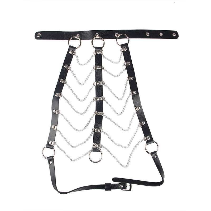 SUBBLIME – HARNAIS POITRINE CHAÎNE S EN CUIR NOIR TAILLE UNIQUE