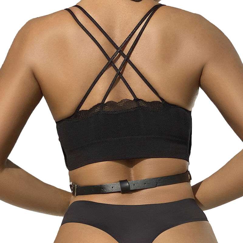 SUBBLIME – HARNAIS POITRINE CHAÎNE S EN CUIR NOIR TAILLE UNIQUE