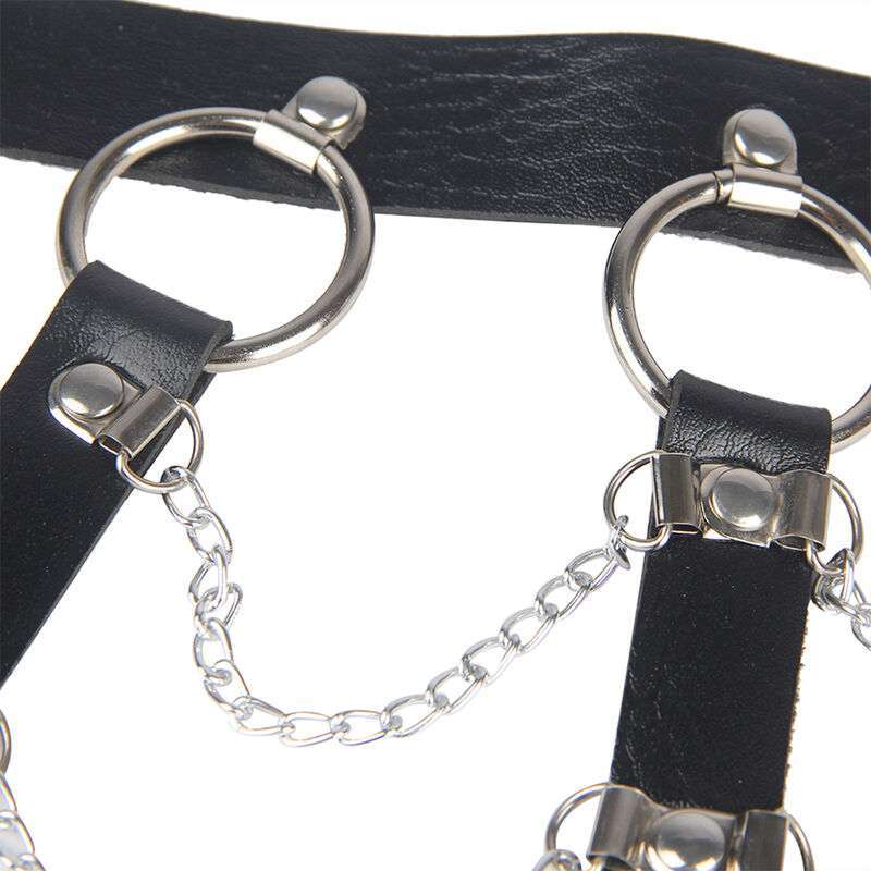 SUBBLIME – HARNAIS POITRINE CHAÎNE S EN CUIR NOIR TAILLE UNIQUE