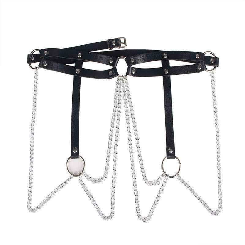 SUBBLIME – CHAINE BAGUE CUIR CEINTURE NOIR TAILLE UNIQUE
