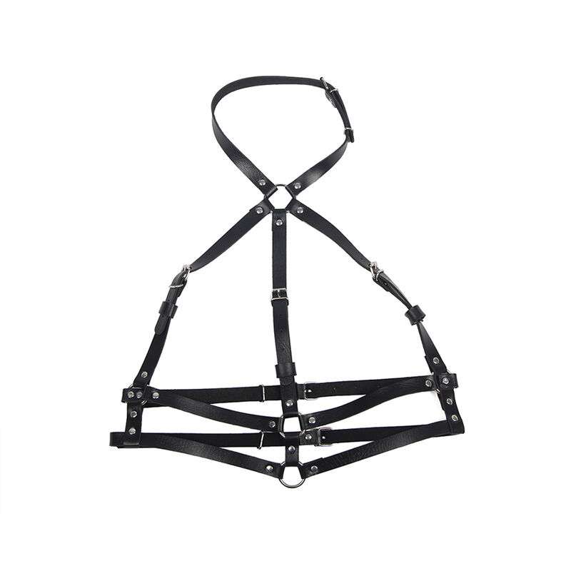 SUBBLIME – HARNAIS POITRINE ANNEAU CUIR NOIR TAILLE UNIQUE