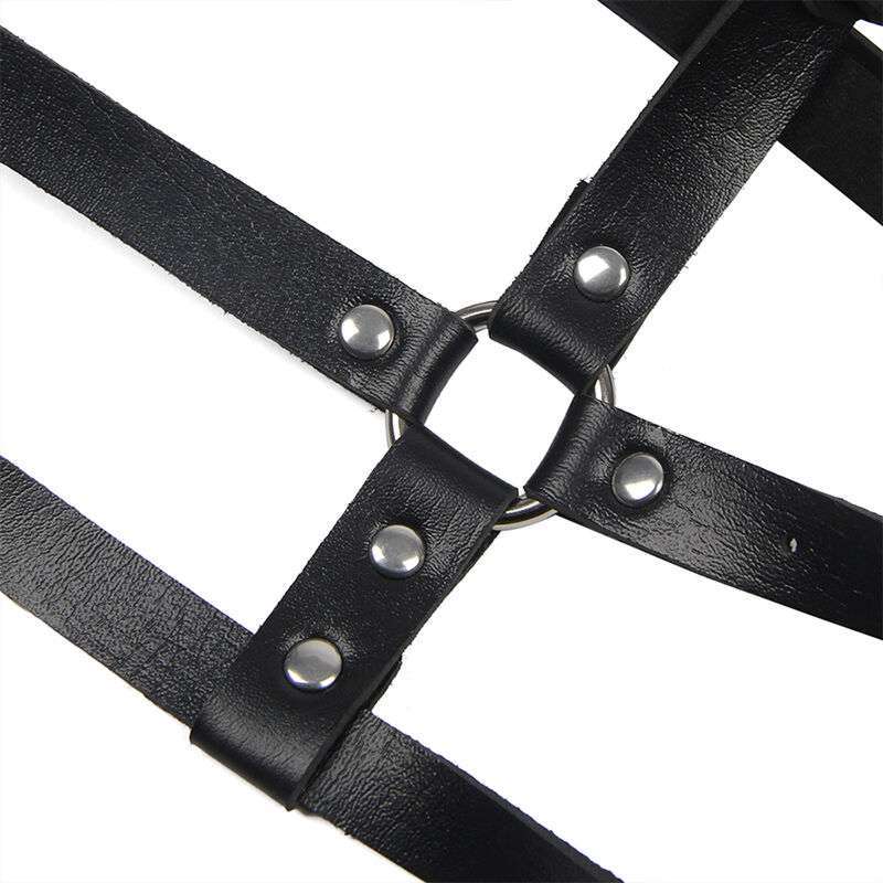 SUBBLIME – HARNAIS POITRINE ANNEAU CUIR NOIR TAILLE UNIQUE