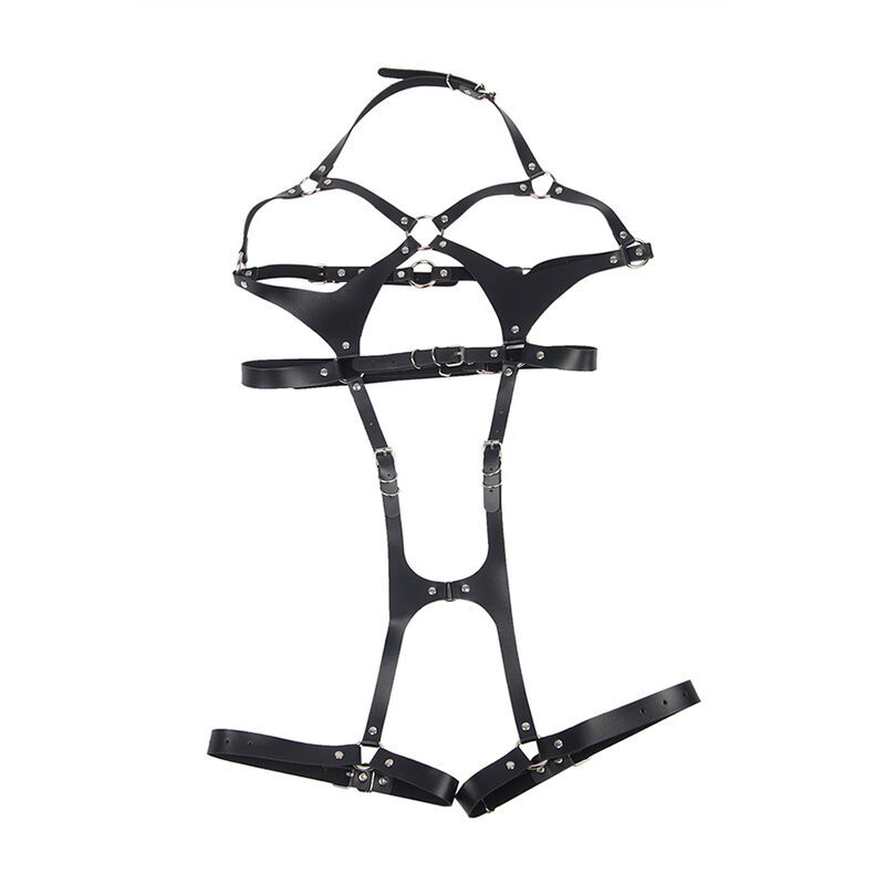 SUBBLIME – HARNAIS COMPLET AVEC BOUCLES EN CUIR NOIR TAILLE UNIQUE