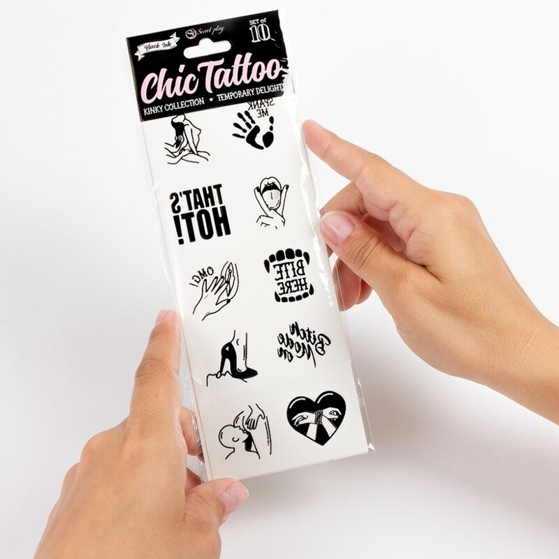 SECRET PLAY – ENSEMBLE DE 10 TATOUAGES TEMPORAIRES KINKY COLLECTION