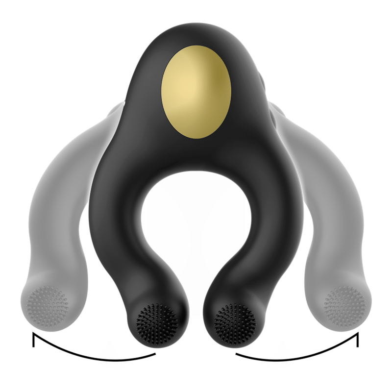 ARMONY – ANNEAU VIBRATEUR EN SILICONE 3 MOTEURS RECHARGEABLE NOIR – OR