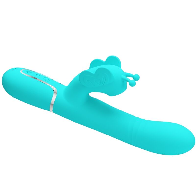 PRETTY LOVE – VIBRATEUR MULTIFONCTION LAPIN 4 EN 1 PAPILLON AQUA VERT