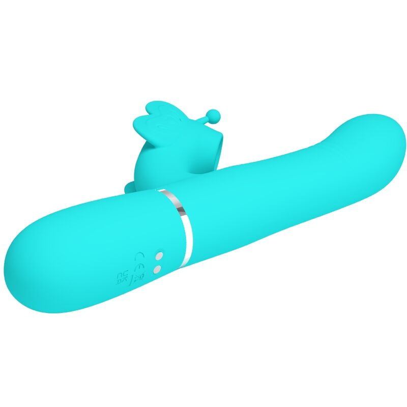 PRETTY LOVE – VIBRATEUR MULTIFONCTION LAPIN 4 EN 1 PAPILLON AQUA VERT