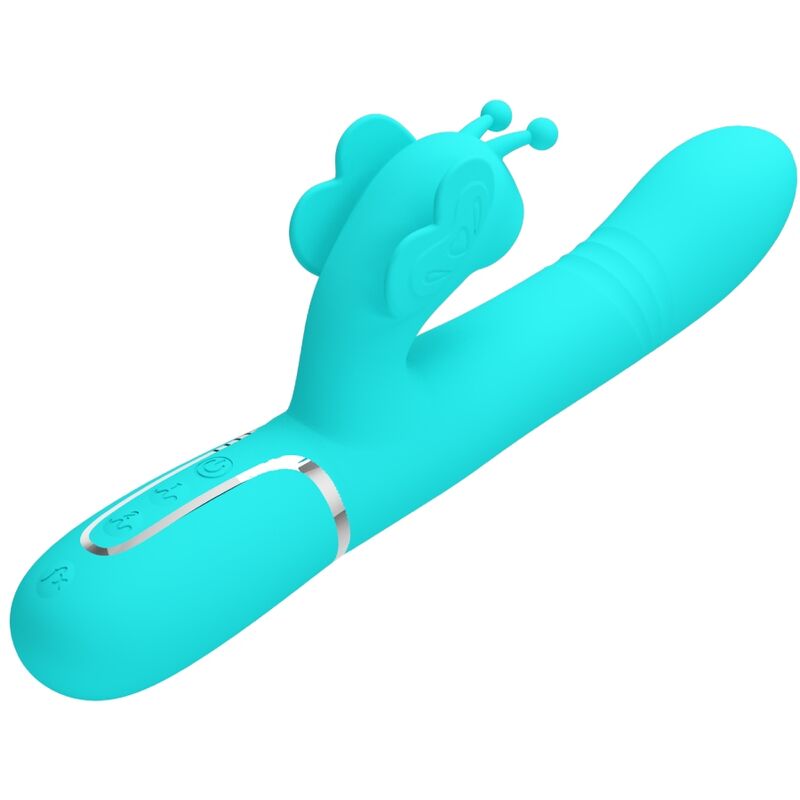 PRETTY LOVE – VIBRATEUR MULTIFONCTION LAPIN 4 EN 1 PAPILLON AQUA VERT
