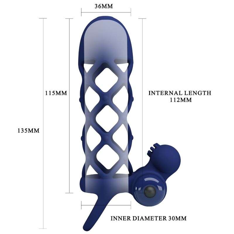 PRETTY LOVE – GIANN ANNEAU VIBRATEUR AVEC GAINE EN SILICONE BLEU