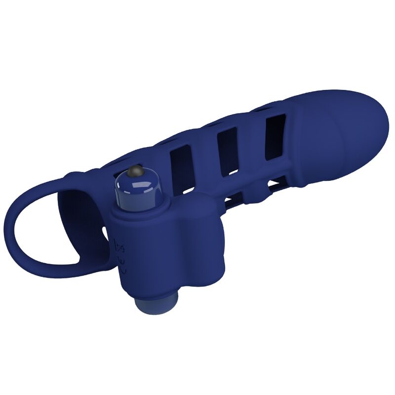 PRETTY LOVE – ALTAF ANNEAU VIBRATEUR AVEC GAINE EN SILICONE BLEU
