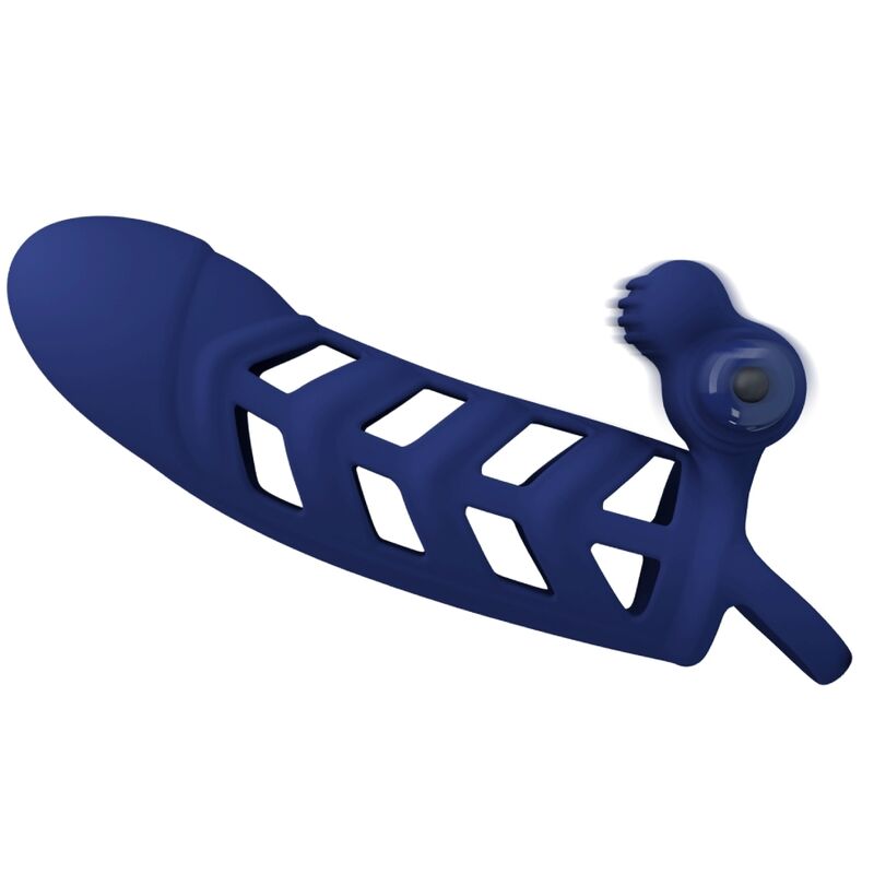 PRETTY LOVE – ALTAF ANNEAU VIBRATEUR AVEC GAINE EN SILICONE BLEU