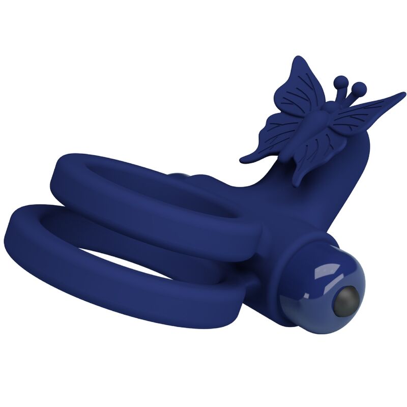 PRETTY LOVE – JAMELE DOUBLE ANNEAU AVEC VIBRATION  STIMULATEUR DE PAPILLON BLEU