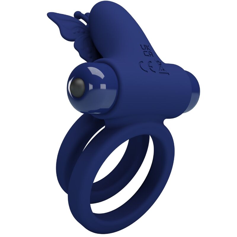 PRETTY LOVE – JAMELE DOUBLE ANNEAU AVEC VIBRATION  STIMULATEUR DE PAPILLON BLEU