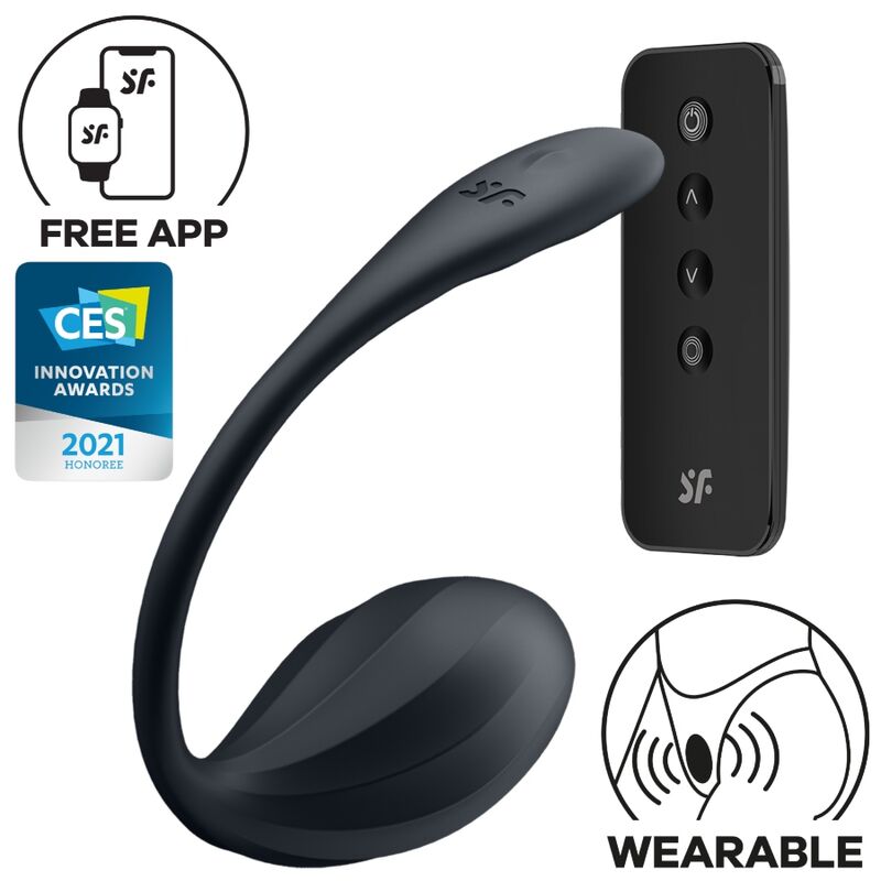 SATISFYER – RIBBED PETAL TÉLÉCOMMANDE DE STIMULATEUR DE POINT G NOIR APPLICATION GRATUITE
