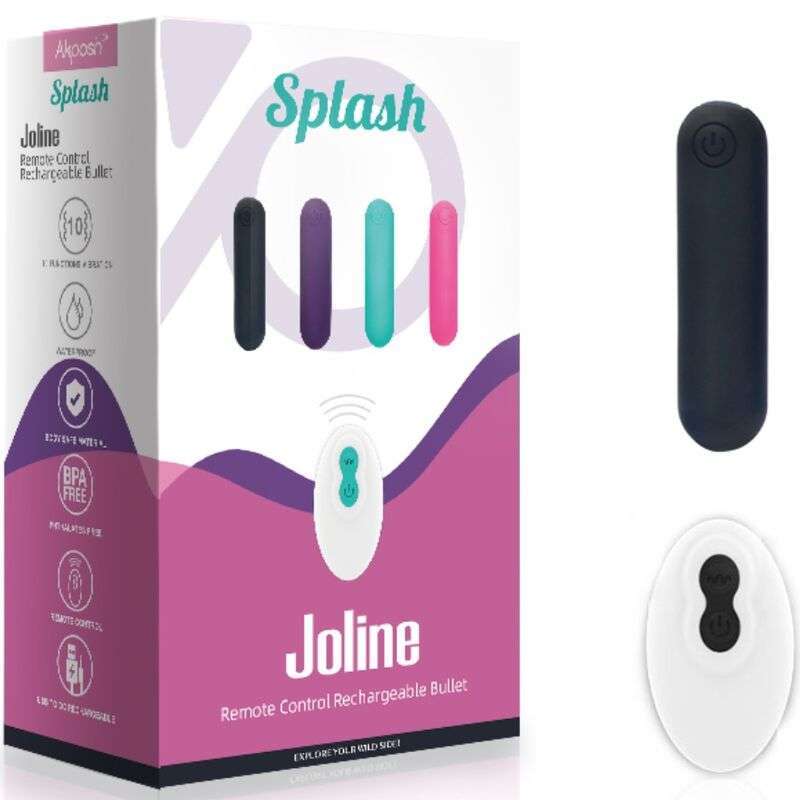 ARMONY – SPLASH JOLINE VIBRATEUR BULLET TÉLÉCOMMANDE EN SILICONE 10 VIBRATIONS 65 X 15 CM NOIR