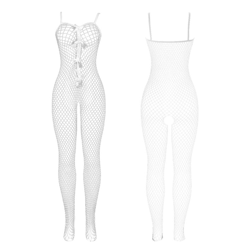 SUBBLIME – 951740 BODYSTOCKING RESILLE BLANCHE ENTREJAMBE AVEC NOEUDS TAILLE UNIQUE