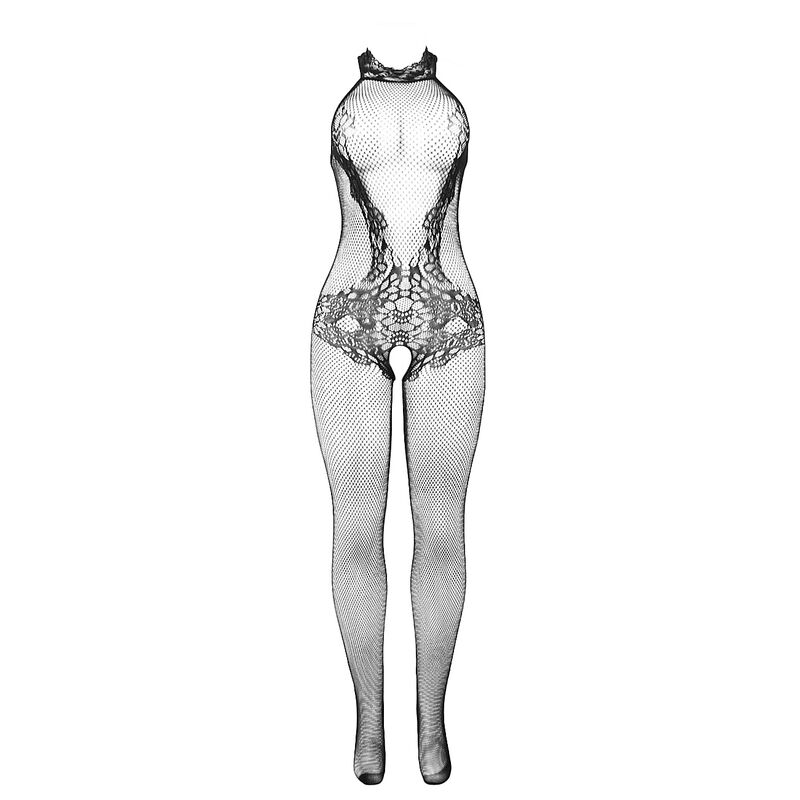 SUBBLIME – 951801 BODYSTOCKING RÉSILLE ET DENTELLE SANS FOURREAU COL MONTANT NOIR TAILLE UNIQUE