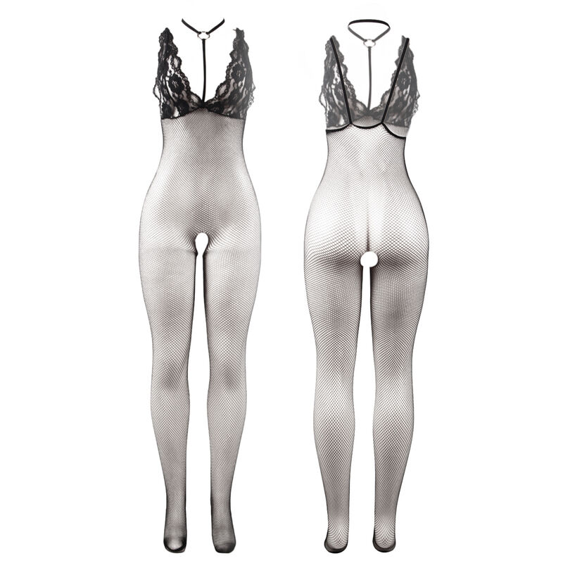 SUBBLIME – 951993 BODYSTOCKING RÉSILLE TRANSPARENTE NOIRE SANS FOURRURE TAILLE UNIQUE