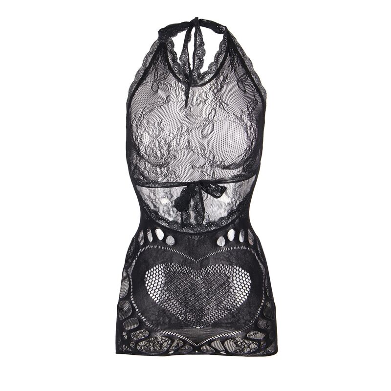 SUBBLIME – 952075 ROBE COURTE EN RÉSILLE AVEC DÉTAIL DOS ET COEUR NOIR TAILLE UNIQUE