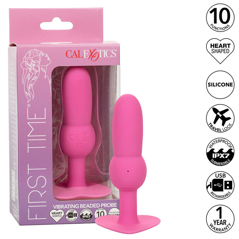 CALEXOTICS – FIRST TIME SONDE ANAL PLUG PERLÉE 10 VIBRATIONS ROSE