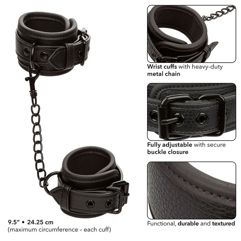 CALEXOTICS – NOCTURNAL POIGNETS EN CUIR RÉGLABLES NOIRS