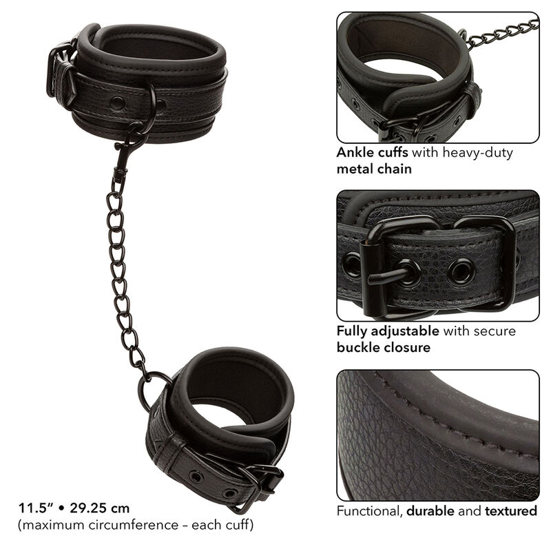 CALEXOTICS – NOCTURNAL CHEVILLES RÉGLABLES EN CUIR NOIR