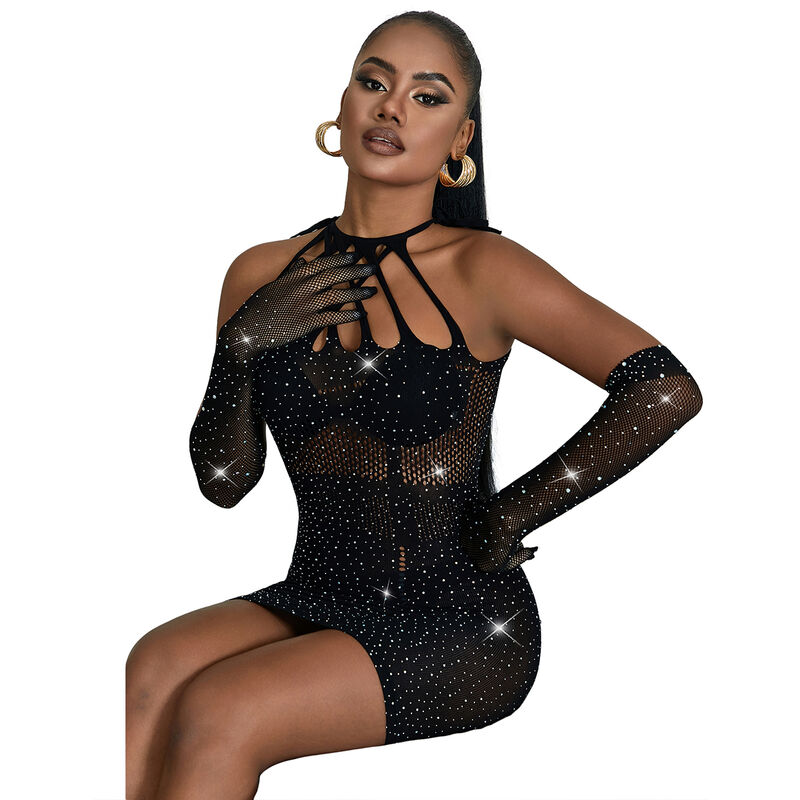 SUBBLIME – 952235 ROBE RÉSEILLE AVEC STRASS NOIR TAILLE UNIQUE