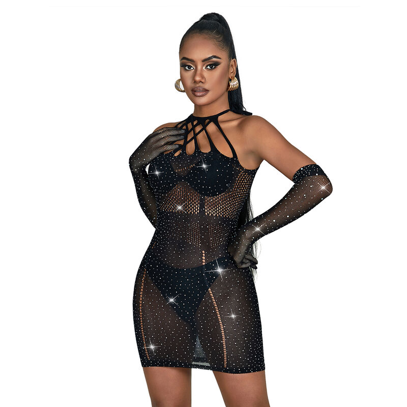 SUBBLIME – 952235 ROBE RÉSEILLE AVEC STRASS NOIR TAILLE UNIQUE