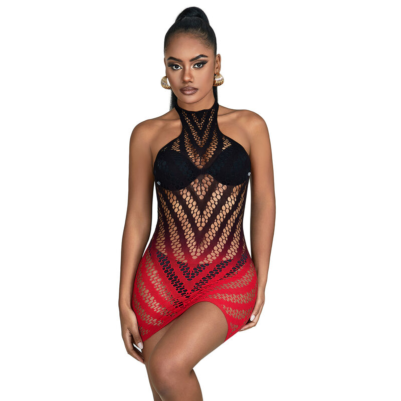 SUBBLIME – 952242 ROBE RÉSILLE ÉLASTIQUE DÉGRADÉ ROUGE ET NOIR TAILLE UNIQUE