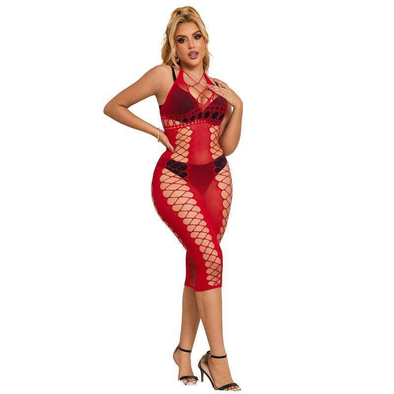 SUBBLIME – 952327 ROBE LONGUE RÉSEILLE ROUGE TAILLE UNIQUE