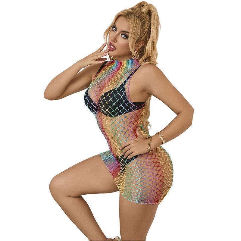 SUBBLIME – 952433 ROBE RÉSILLE SANS MANCHES COL MONTANT ARC-EN-CIEL TAILLE UNIQUE