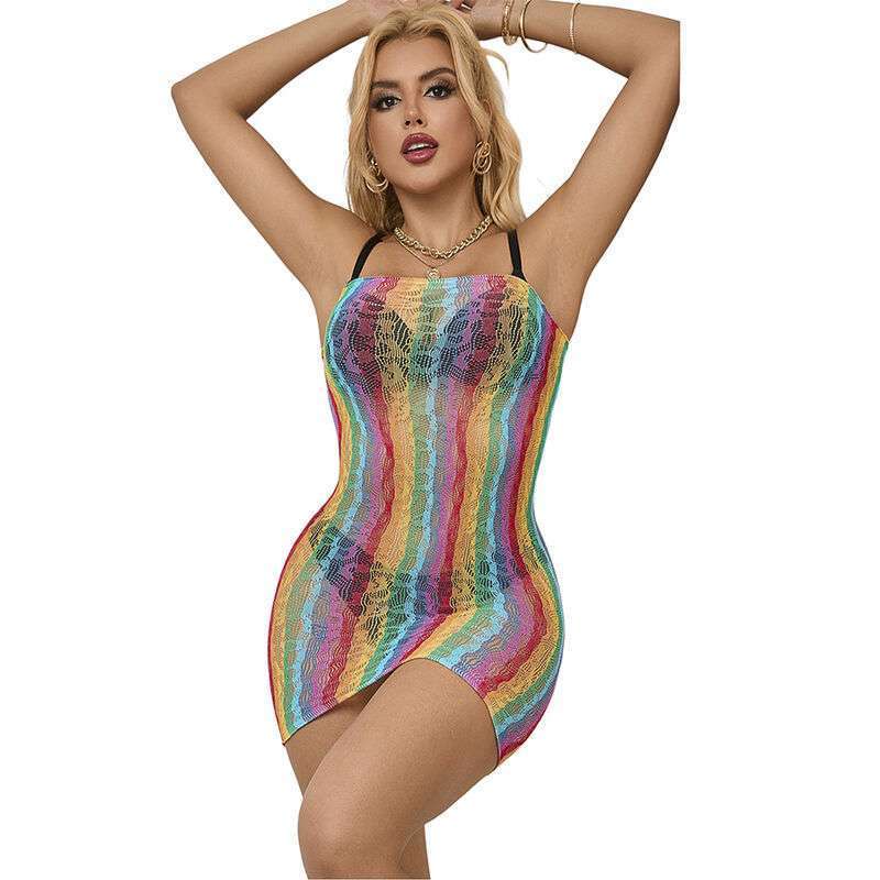 SUBBLIME – 952457 ROBE RÉSEILLE SANS MANCHES ÉPAULES DÉNUDÉES ARC-EN-CIEL TAILLE UNIQUE