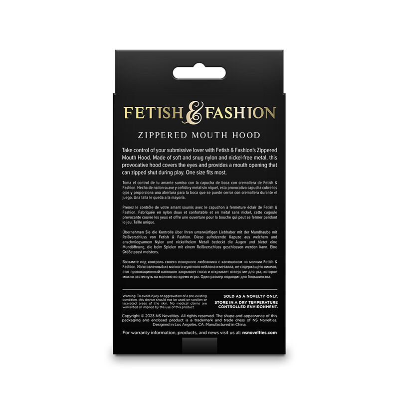 NS NOVELTIES – FETISH  FASHION CAGOULE FERMÉE À FERMETURE ÉCLAIR NYLON NOIR
