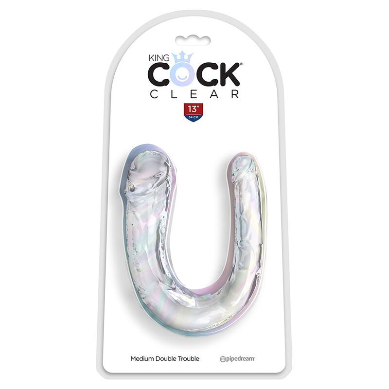 KING COCK – DOUBLE TROUBLE DOUBLE GODE 33 CM TRANSPARENT