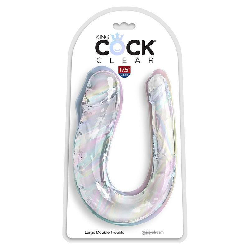 KING COCK – DOUBLE TROUBLE DOUBLE GODE 44 CM TRANSPARENT