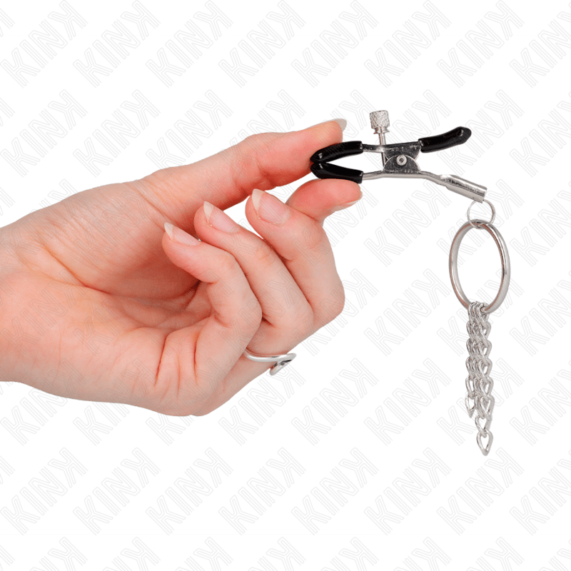 KINK – PINCE A METON O RING ET PETITE CHAINE ARGENT 6 CM