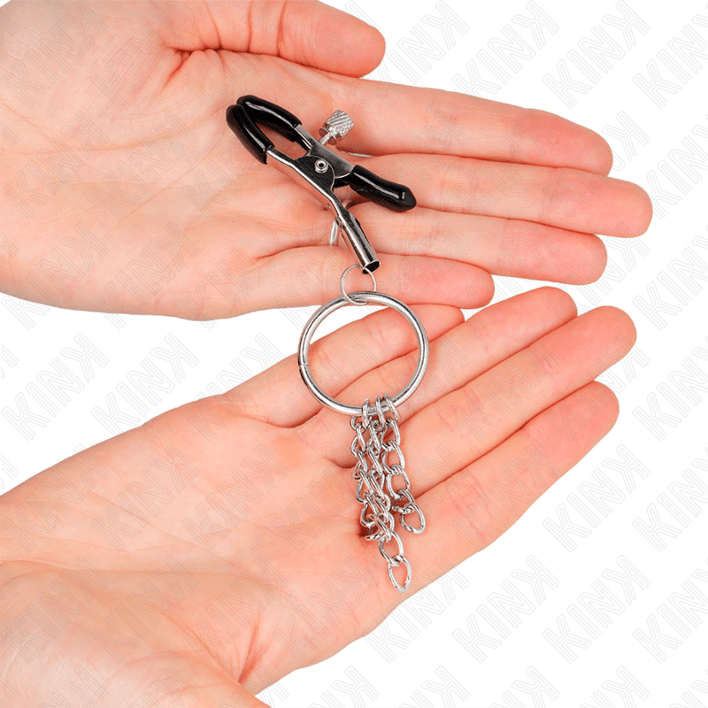 KINK – PINCE A METON O RING ET PETITE CHAINE ARGENT 6 CM