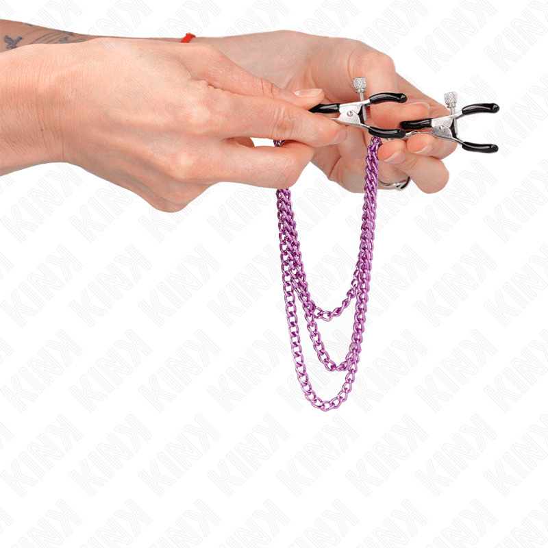 KINK – PINCES À METELIER AVEC 3 CHAÎNES VIOLET 20/23/28 CM