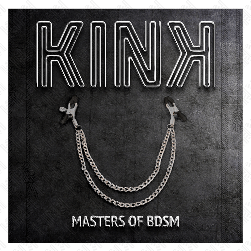KINK – PINCES À TETEAUX AVEC 2 CHAÎNES ÉPAISSES ARGENT 20/23 CM