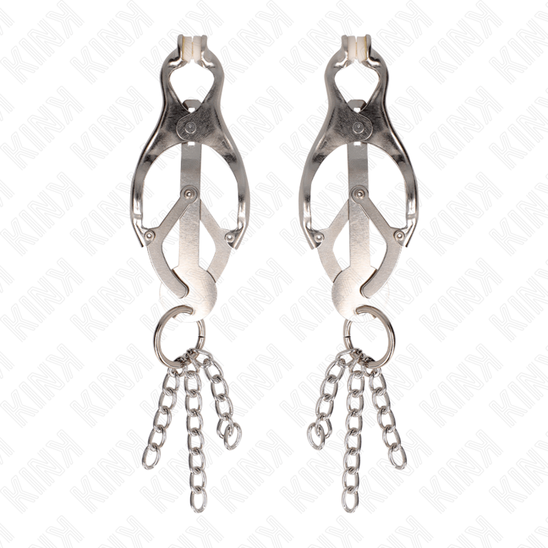 KINK – PINCES À METELLES TRÈFLE JAPONAIS AVEC PETITES CHAÎNES ARGENT