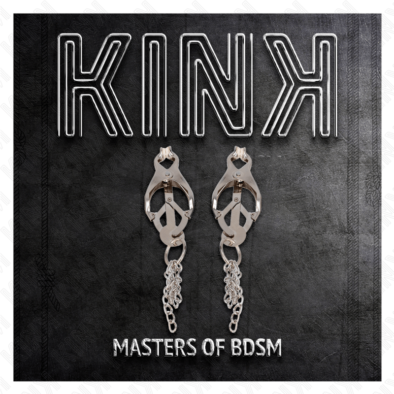 KINK – PINCES À METELLES TRÈFLE JAPONAIS AVEC PETITES CHAÎNES ARGENT