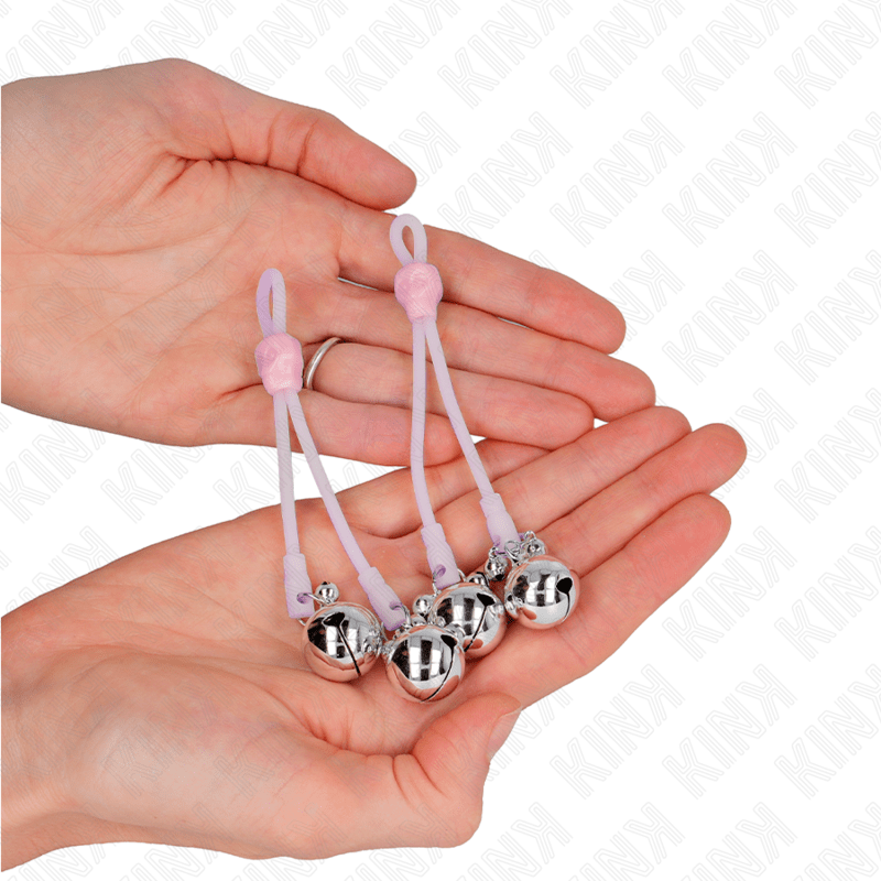 KINK – PINCES À TÉLÉPIN LUMINEUSES CRÂNE AVEC ANNEAU CLOCHES RÉGLABLES ROSE / ARGENT