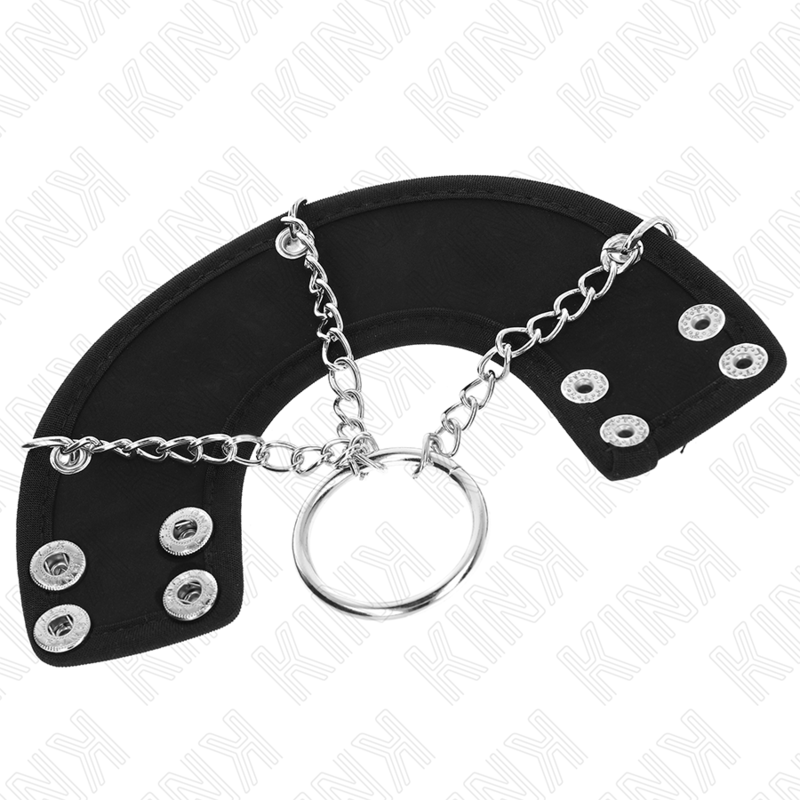 KINK – ANNEAU PÉNIS CHAÎNE 4 CM 7 CM MÉTAL AVEC CEINTURE EN CUIR