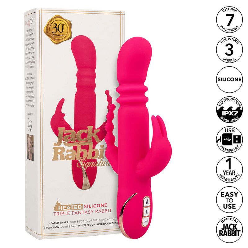 CALEXOTICS – JACK FANTASY TRIPLE VIBRATEUR CHAUFFANT LAPIN ROSE