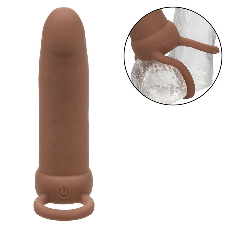 CALEXOTICS – MAXX THICK DOUBLE PÉNÉTRATEUR 10 VIBRATIONS MARRON