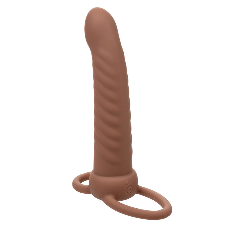 CALEXOTICS – MAXX RIBBED DOUBLE PÉNÉTRATEUR 10 VIBRATIONS MARRON